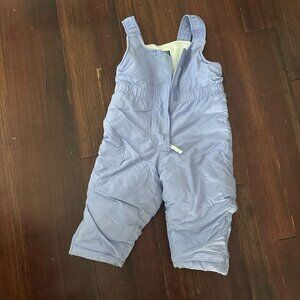 LL Bean Girls Snow Ski Pants Bibs Overalls Nylon Fleece Toddler 12-18M Purple